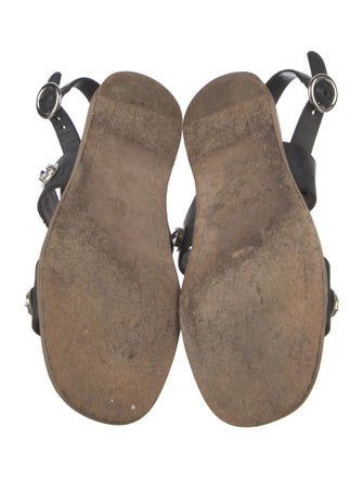 Prada Leather Crystal Embellishments Slingback Sandals