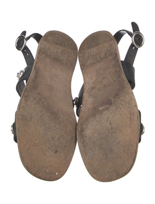 Prada Leather Crystal Embellishments Slingback Sandals