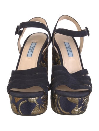 Prada Suede Printed Sandals