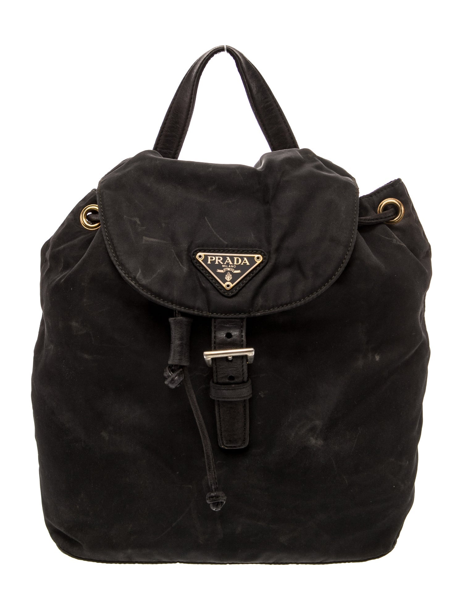 Prada Enameled Metal Triangle Backpack