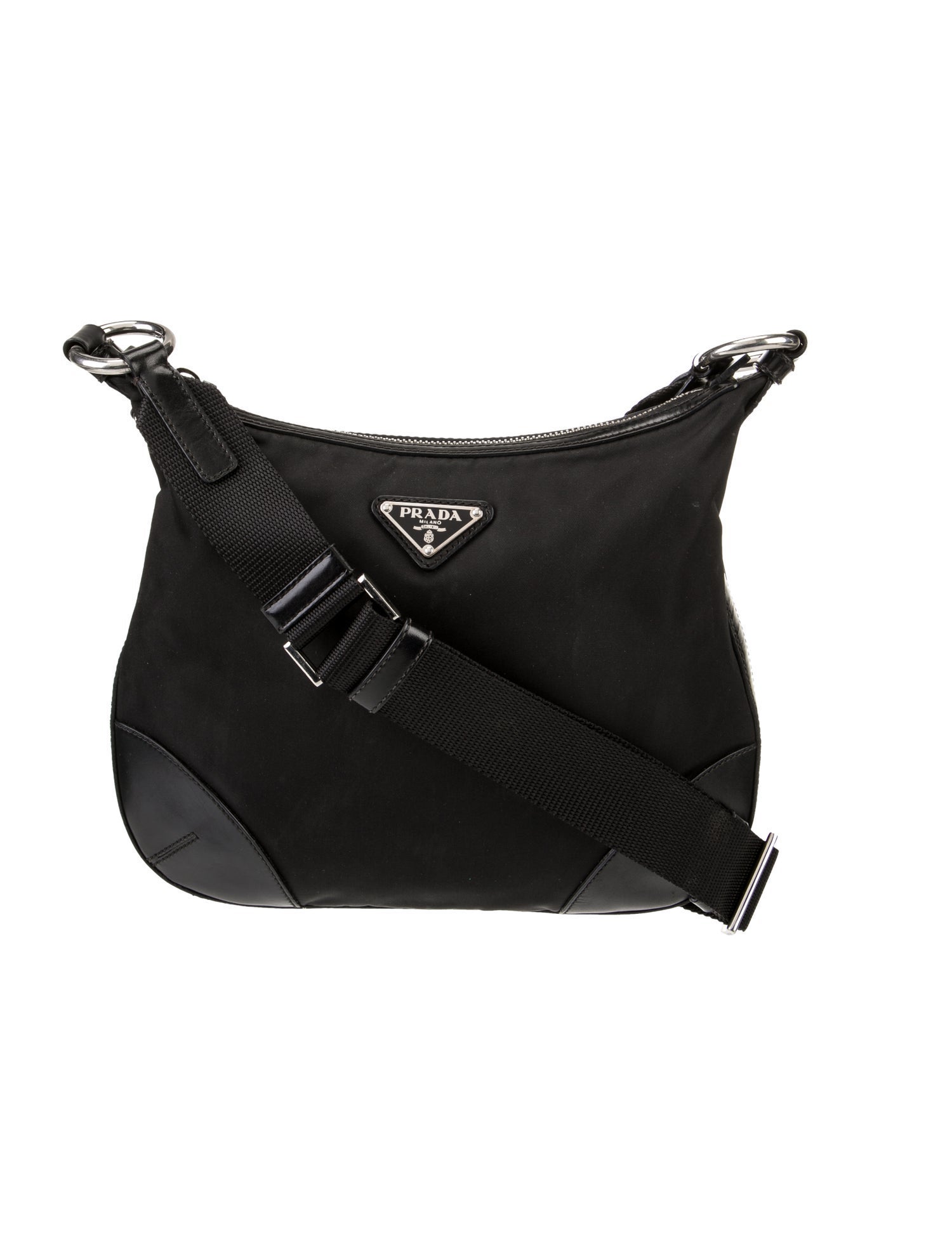 Prada Enameled Metal Triangle Messenger Bag