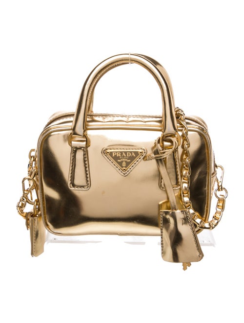Prada Enameled Metal Triangle Bauletto Mini
