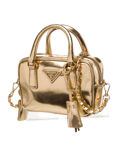 Prada Enameled Metal Triangle Bauletto Mini