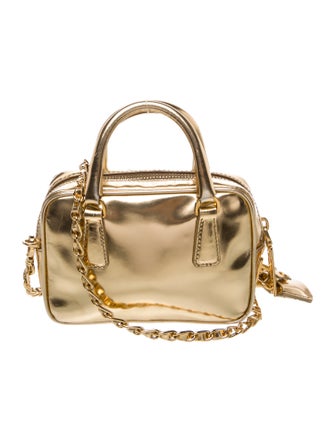 Prada Enameled Metal Triangle Bauletto Mini