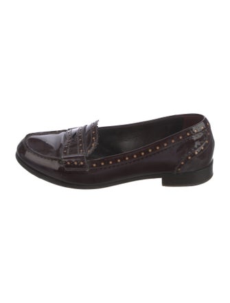 Prada Patent Leather Lasercut Accents Loafers