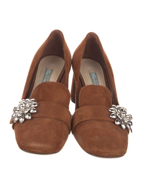 Prada Camellia Accent Suede Pumps