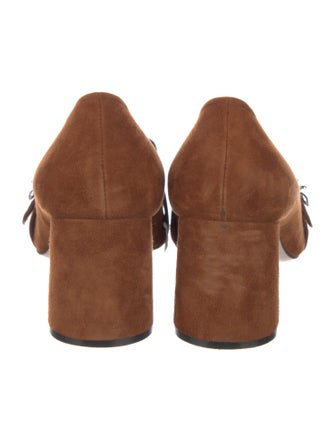 Prada Camellia Accent Suede Pumps