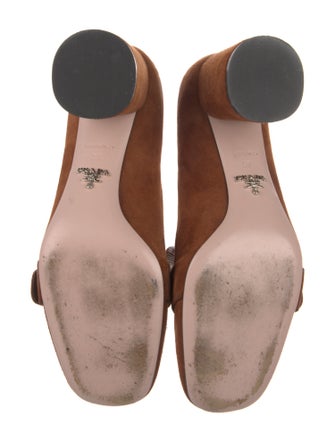 Prada Camellia Accent Suede Pumps