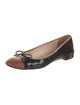 Prada Patent Leather Bow Accents Ballet Flats