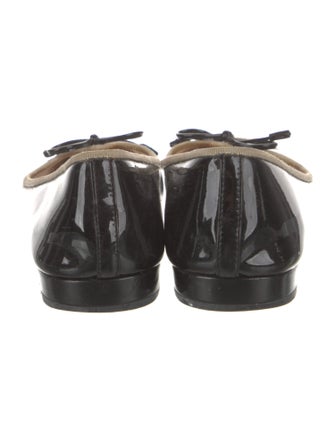Prada Patent Leather Bow Accents Ballet Flats
