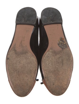 Prada Patent Leather Bow Accents Ballet Flats