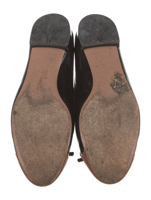 Prada Patent Leather Bow Accents Ballet Flats