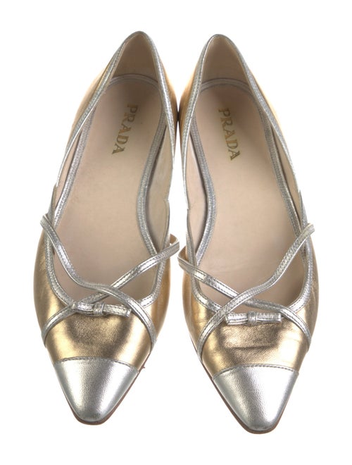 Prada Leather Bow Accents Ballet Flats
