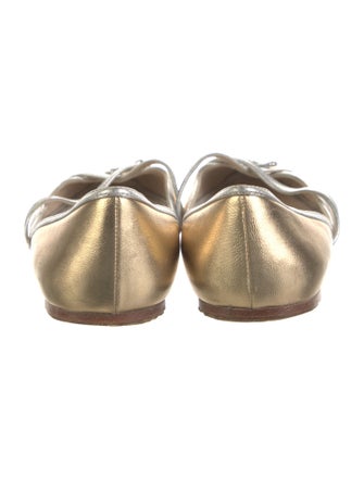 Prada Leather Bow Accents Ballet Flats