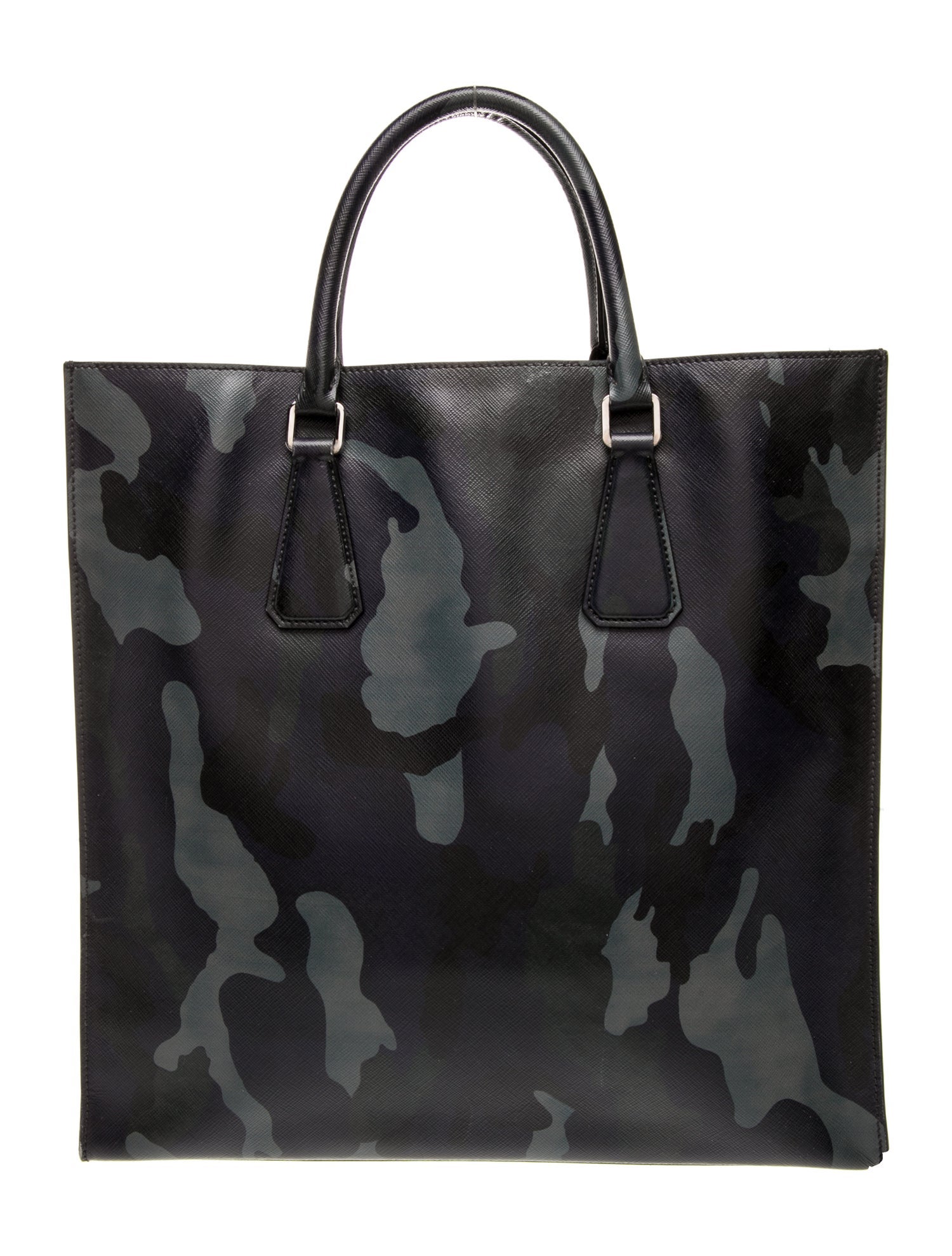 Prada Enameled Metal Triangle Top Handle Bag