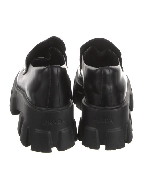 Prada Monolith Enameled Metal Triangle Oxfords