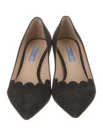 Prada Suede Scalloped Accent Pumps