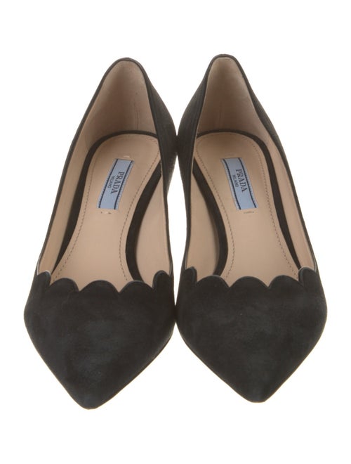 Prada Suede Scalloped Accent Pumps