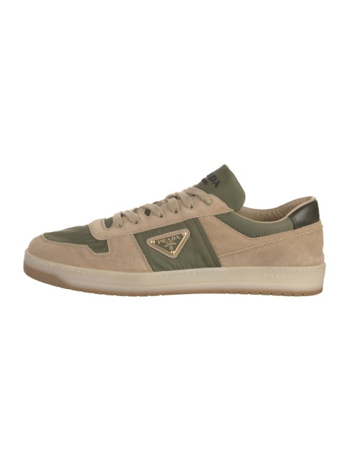 Prada Enameled Metal Triangle Leather Sneakers