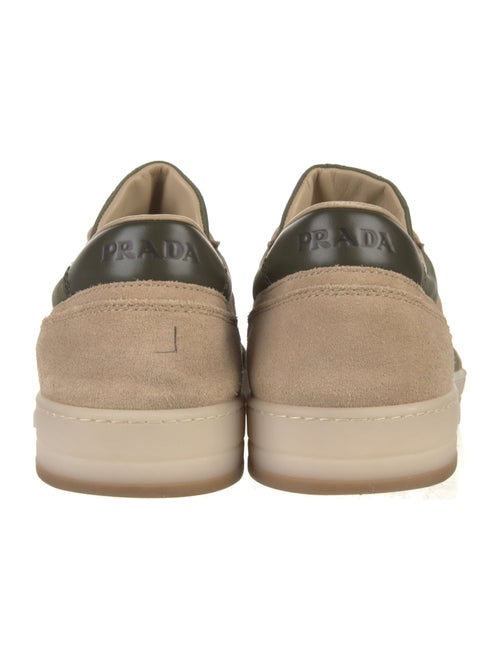 Prada Enameled Metal Triangle Leather Sneakers