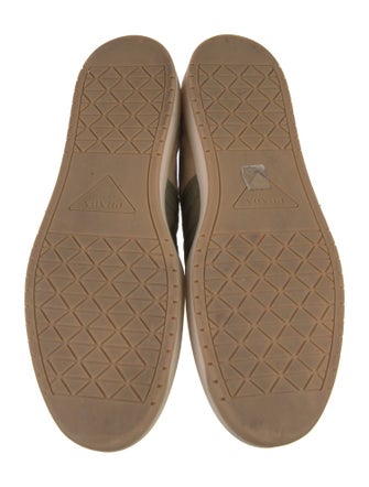 Prada Enameled Metal Triangle Leather Sneakers