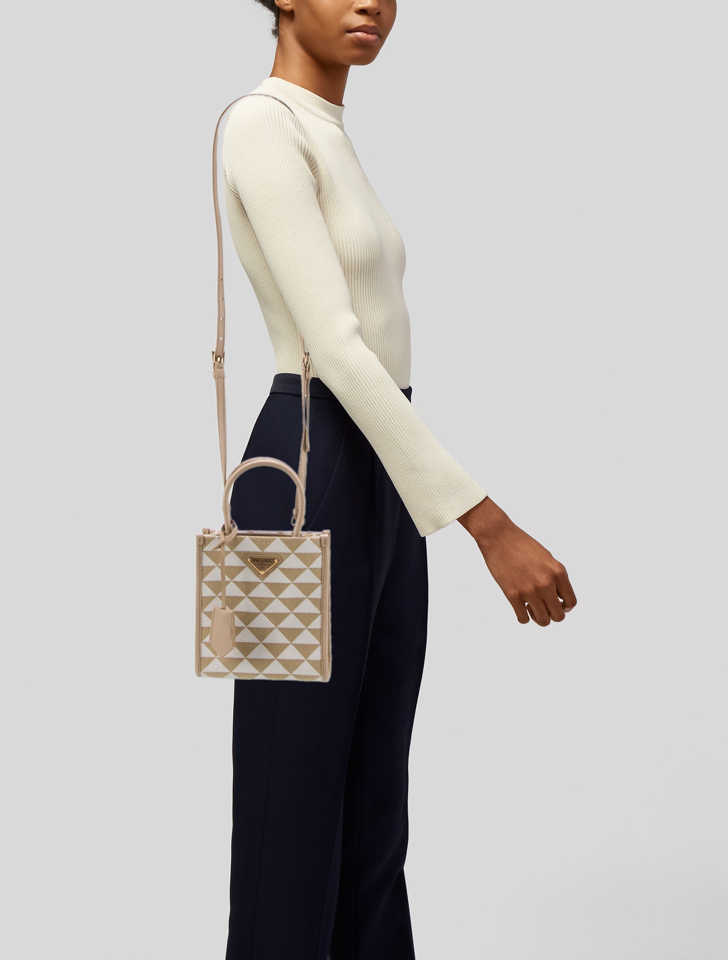 Prada Enameled Metal Triangle Symbole Mini