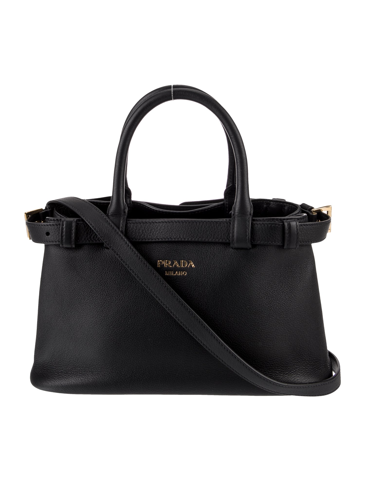 Prada Nappa Soft Leather Buckle Bag w/Double Belt Small