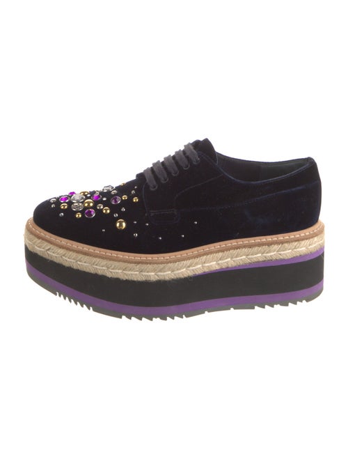 Prada Velvet Crystal Embellishments Espadrille Sneakers