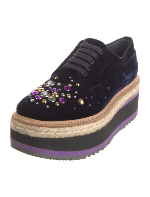 Prada Velvet Crystal Embellishments Espadrille Sneakers