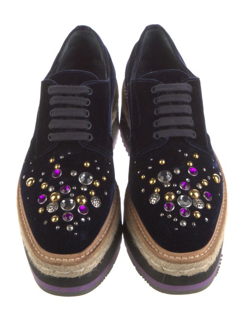 Prada Velvet Crystal Embellishments Espadrille Sneakers