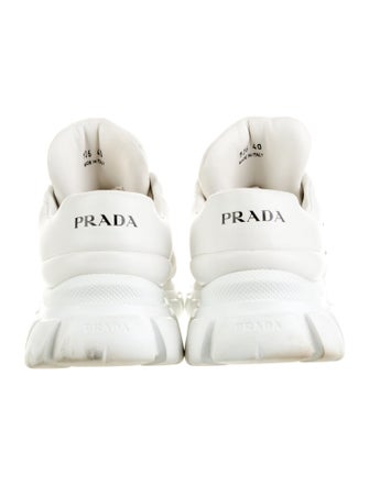 Prada Enameled Metal Triangle Leather Sneakers