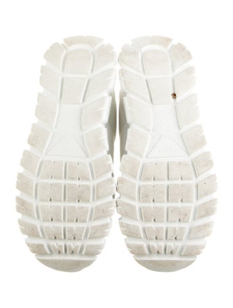 Prada Enameled Metal Triangle Leather Sneakers