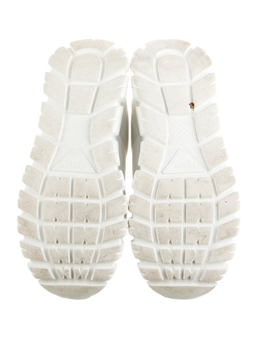 Prada Enameled Metal Triangle Leather Sneakers