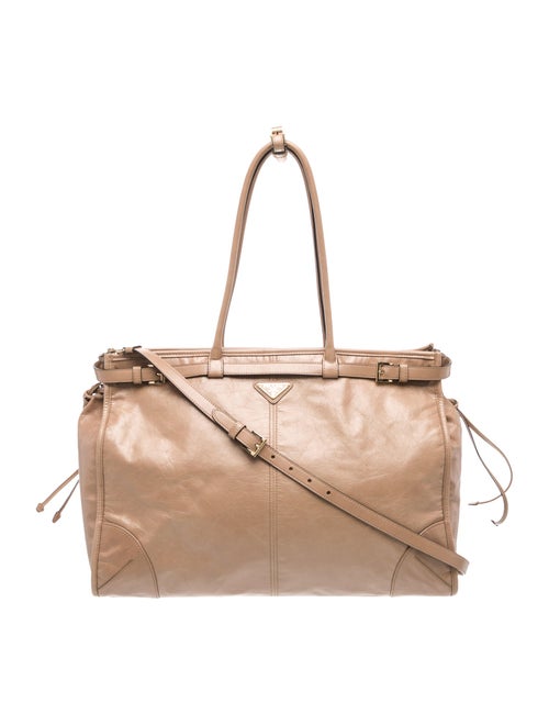 Prada Enameled Metal Triangle Bonnie XL