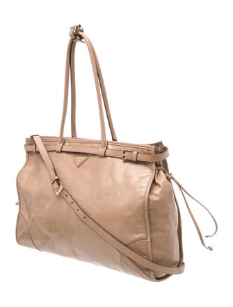 Prada Enameled Metal Triangle Bonnie XL