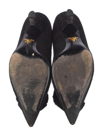 Prada Suede Crystal Embellishments Pumps
