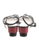Prada Patent Leather Leather Trim Embellishment Sandals