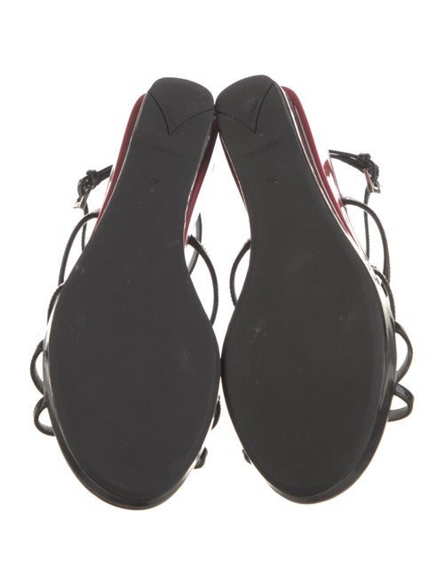 Prada Patent Leather Leather Trim Embellishment Sandals