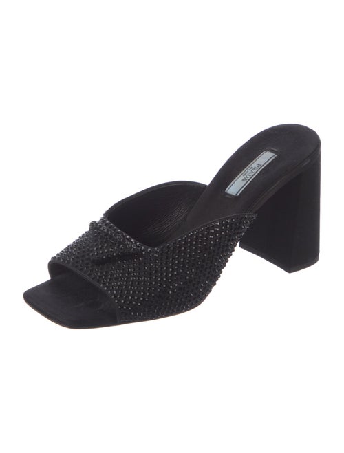 Prada Satin Crystal Embellishments Slides