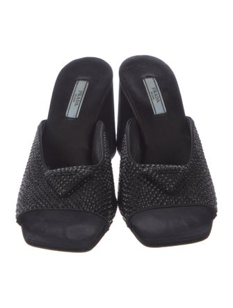 Prada Satin Crystal Embellishments Slides