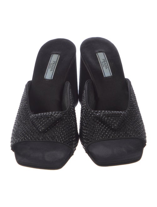 Prada Satin Crystal Embellishments Slides