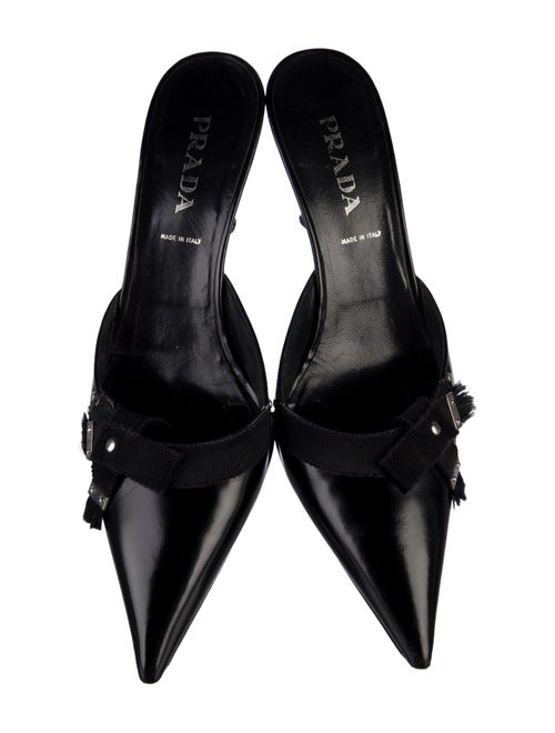 Prada Leather Grosgrain Trim Mules