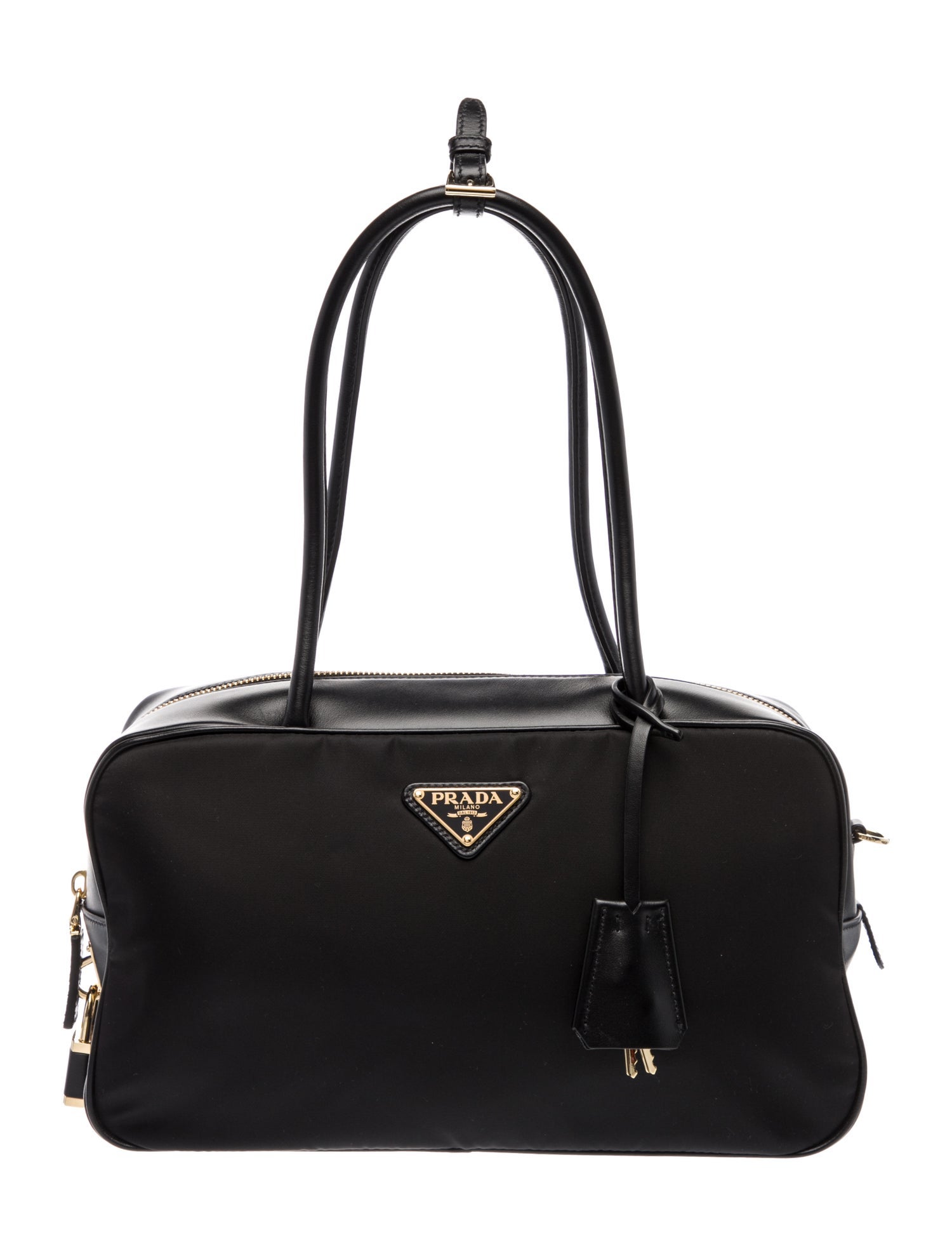 Prada Enameled Metal Triangle Shoulder Bag w/ Tags