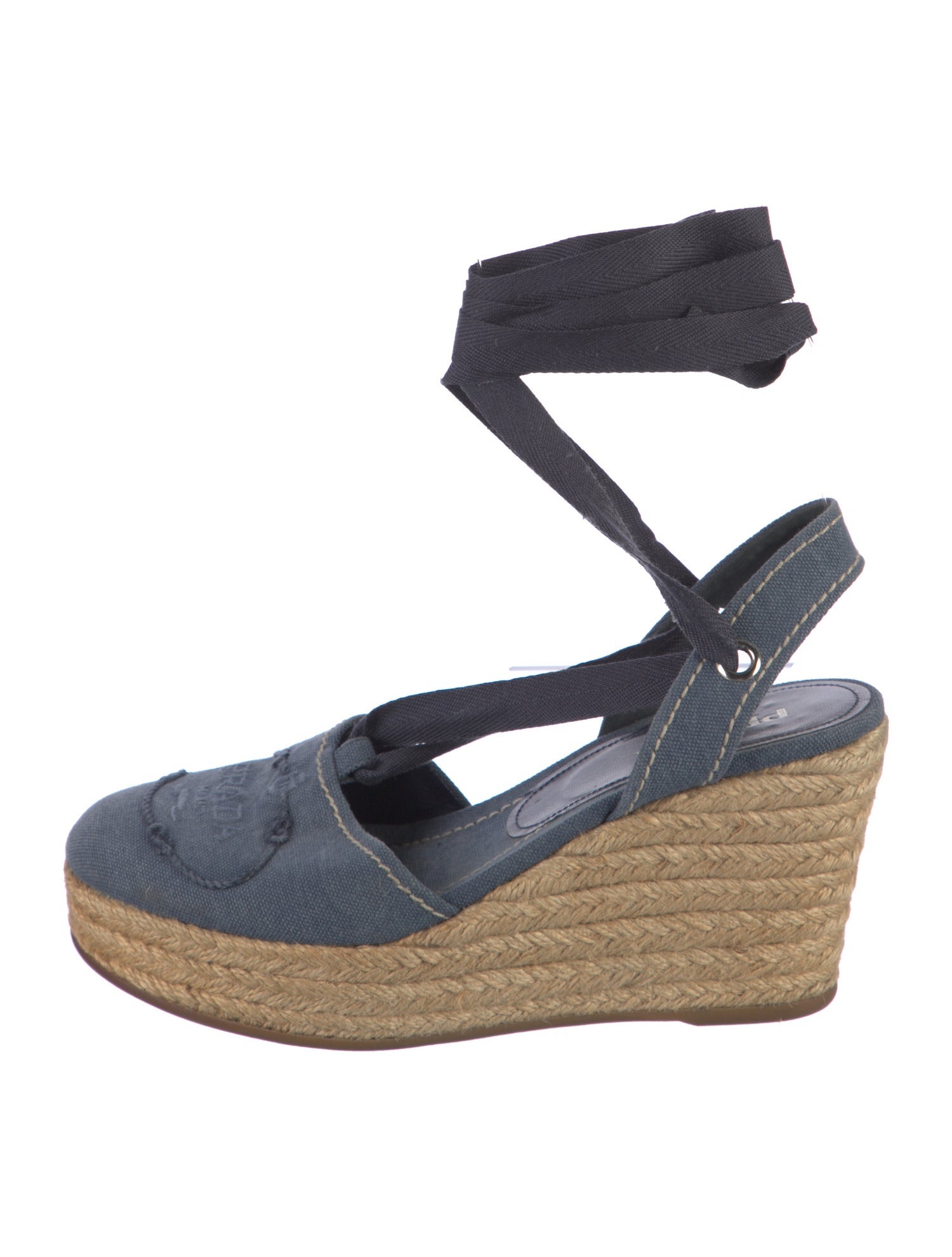 Prada Signature Logo Canvas Slingback Pumps