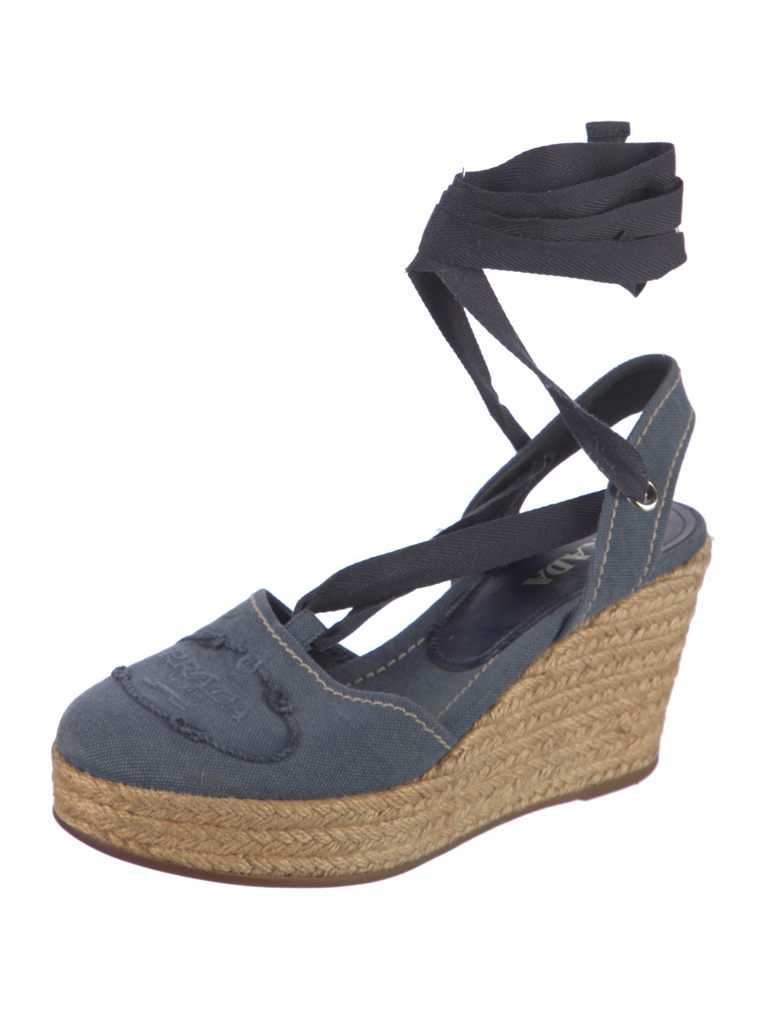 Prada Signature Logo Canvas Slingback Pumps