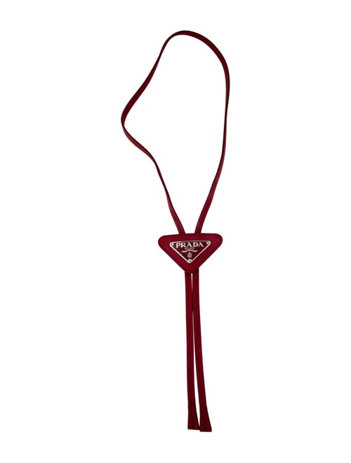 Prada Enamel & Leather Saffiano Bolo Tie Necklace