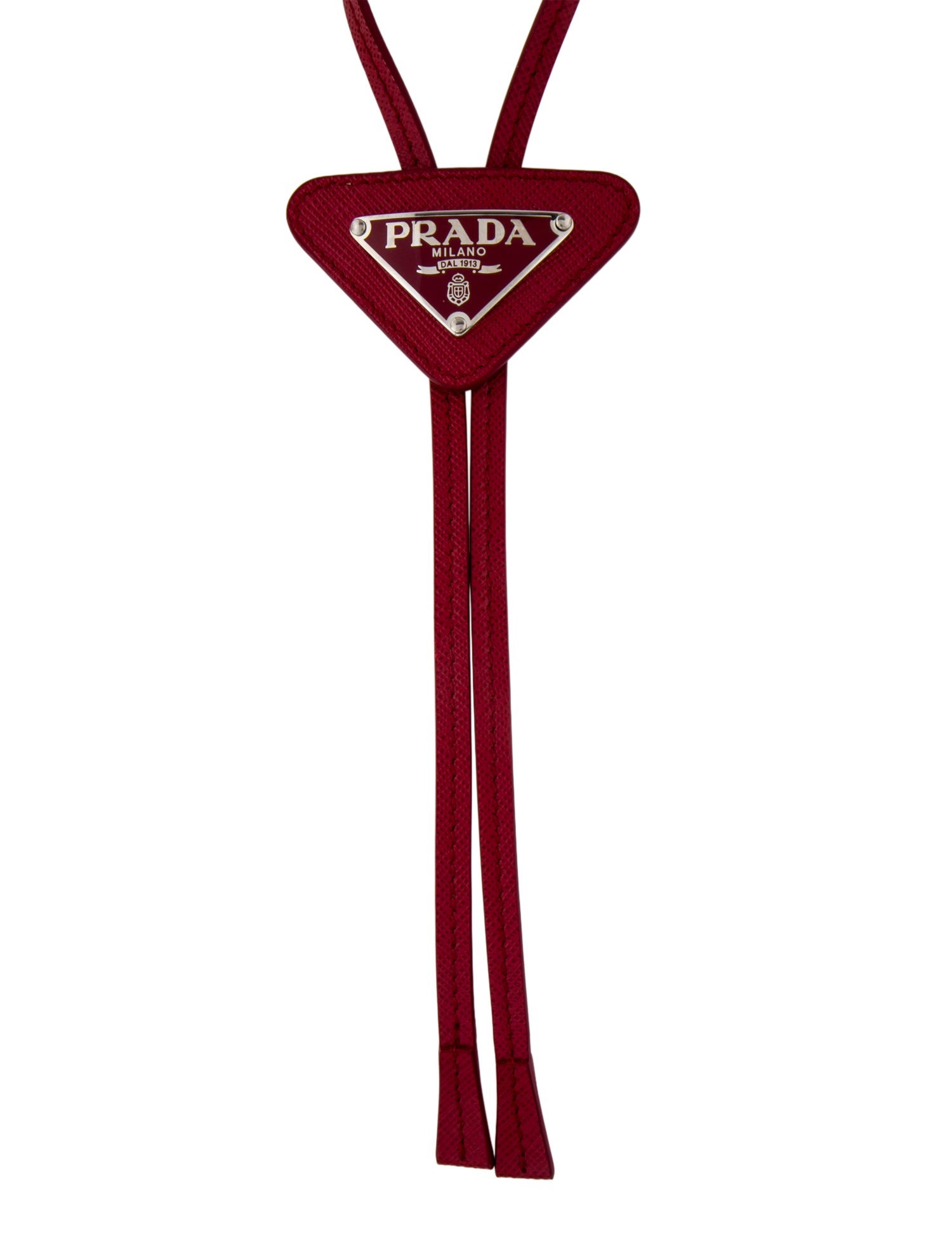 Prada Enamel & Leather Saffiano Bolo Tie Necklace