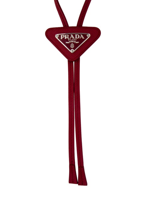 Prada Enamel & Leather Saffiano Bolo Tie Necklace