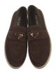 Prada Enameled Metal Triangle Suede Loafers