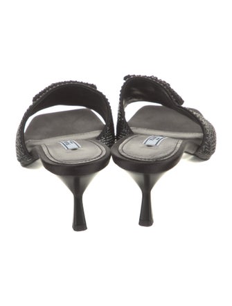 Prada Satin Crystal Embellishments Slides
